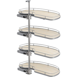 Cornerstone Maxx 4 Tray Blind Corner Swing-Out Organizer, Blind Left, Scalea Style, Min Opening W 18" Face Frame / 18-11/16" Frameless, Inst H 53-1/8 to 63", Platinum / Maple