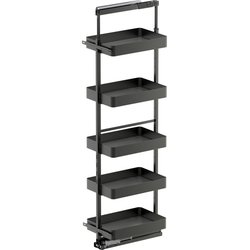 76-3/4 to 84-1/4 Inch Installation Height VS TAL Pantry Planero Shelf Style Base Pullout for 15 Inch Cabinet Opening Width, Carbon Steel Gray
