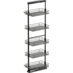 76-3/4 to 84-1/4 Inch Installation Height VS TAL Pantry Saphir Shelf Style Base Pullout for 15 Inch Cabinet Opening Width, Carbon Steel Gray