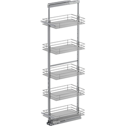 76-3/4 to 84-1/4 Inch Installation Height VS TAL Pantry Saphir Shelf Style Base Pullout for 15 Inch Cabinet Opening Width, Platinum