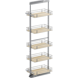 76-3/4 to 84-1/4 Inch Installation Height VS TAL Pantry Scalea Shelf Style Base Pullout for 15 Inch Cabinet Opening Width, Platinum / Maple