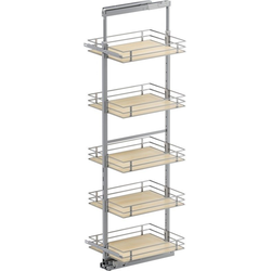 76-3/4 to 84-1/4 Inch Installation Height VS TAL Pantry Scalea Shelf Style Base Pullout for 18 Inch Cabinet Opening Width, Platinum / Maple
