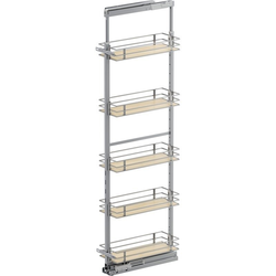 76-3/4 to 84-1/4 Inch Installation Height VS TAL Pantry Scalea Shelf Style Base Pullout for 9 Inch Cabinet Opening Width, Platinum / Maple