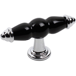 Nordic II 3-3/8 Inch Diameter Polished Chrome/Plain Black Cabinet Knob
