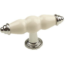 Nordic II 3-3/8 Inch Diameter Polished Chrome/White Cabinet Knob