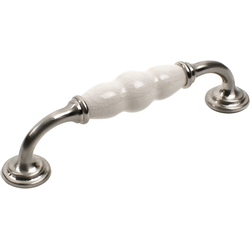 Nordic 5-1/16 Inch Center to Center Satin Nickel/Cream Crackle Cabinet Pull