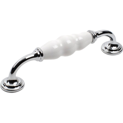 Nordic II 5-1/16 Inch Center to Center Polished Chrome/White Cabinet Pull