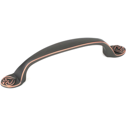 Iris 3-3/4 Inch Center to Center Antique Bronze Copper Cabinet Pull