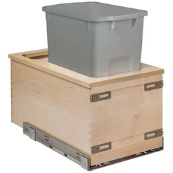 Cascade Series Soft Close Bottom Mount 50 Quart Single Pullout Waste Container, Minimum Cabinet Opening: 12 Inch Width x 22-3/4 Inch Depth x 23-7/8 Inch Height, Baltic Birch / Gray