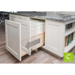 Cascade Series Soft Close Bottom Mount Touch-to-Open 34 Quart Double Pullout Waste Container, Minimum Cabinet Opening: 15-1/4 Inch Width x 21-3/4 Inch Depth x 19-7/8 Inch Height, Baltic Birch / White