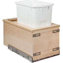 Edge Series Soft Close Bottom Mount 50 Quart Single Pullout Waste Container, Minimum Cabinet Opening: 12 Inch Width x 21-3/4 Inch Depth x 23-7/8 Inch Height, Baltic Birch (No Edgebanding) / White