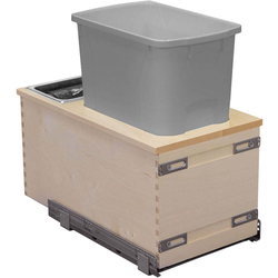 Signature Series Soft Close Bottom Mount 50 Quart Single Pullout Waste Container, Minimum Cabinet Opening: 12 Inch Width x 22-3/4 Inch Depth x 23-7/8 Inch Height, Maple / Gray