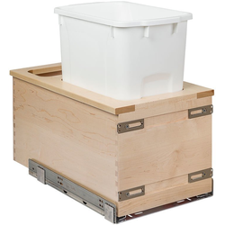 Signature Series Soft Close Bottom Mount Touch-to-Open 34 Quart Single Pullout Waste Container, Minimum Cabinet Opening: 12 Inch Width x 21-3/4 Inch Depth x 19-7/8 Inch Height, Maple / White