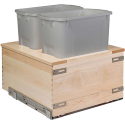 Signature Series Soft Close Bottom Mount 34 Quart Double Pullout Waste Container, Minimum Cabinet Opening: 18 Inch Width x 21-3/4 Inch Depth x 19-7/8 Inch Height, Maple / Gray