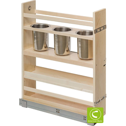 Cascade Series Soft Close Base Cabinet Organizer with 3 Canisters, Minimum Cabinet Opening: 6 Inch Width x 21-3/4 Inch Depth x 27 Inch Height, Baltic Birch