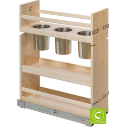 Cascade Series Soft Close Base Cabinet Organizer with 3 Canisters, Minimum Cabinet Opening: 9 Inch Width x 21-3/4 Inch Depth x 27 Inch Height, Baltic Birch