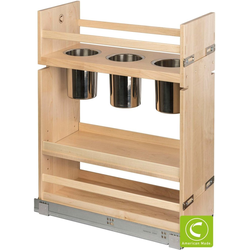 Signature Series Soft Close Base Cabinet Organizer with 3 Canisters, Minimum Cabinet Opening: 10-1/2 Inch Width x 21-3/4 Inch Depth x 27 Inch Height, Maple