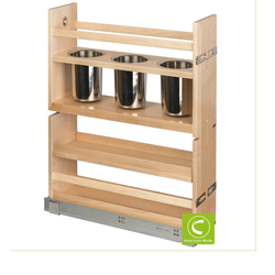 Signature Series Soft-Close Base Cabinet Organizer with 3 Canisters, Minimum Cabinet Opening: 7-1/2 Inch Width x 21-3/4 Inch Depth x 27 Inch Height, Maple