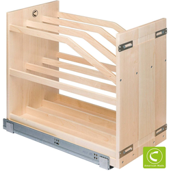 American Made Roll-Out Cookie and Baking Tray Organizer with Blumotion Soft-Close Bottom-Mounted Slides for Minimum Cabinet Opening: 13-1/2" Width x 21-1/2" Depth x 20-1/4" Height, Maple Clear Coat 