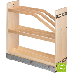 American Made Roll-Out Cookie and Baking Tray Organizer with Blumotion Soft-Close Bottom-Mounted Slides for Minimum Cabinet Opening: 7-1/2" Width x 21-1/2" Depth x 20-1/4" Height, Maple Clear Coat 