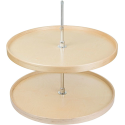 Contender Series 2 Shelf Full Circle Lazy Susan, 32 Inch Diameter, Independent Rotation, with Hardware, Unfinished Maple and Birch