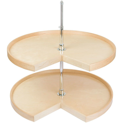 Contender Series 2 Shelf Pie Cut Lazy Susan, 32 Inch Diameter, Independent Rotation, with Hardware, Unfinished Maple and Birch