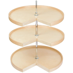 Contender Series 3 Shelf Pie Cut Lazy Susan, 22 Inch Diameter, Independent Rotation, No Hardware, Prefinished Maple and Birch