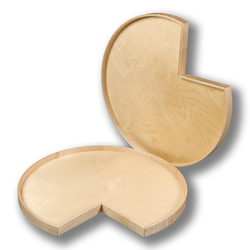 2 Shelf Pie Cut Lazy Susan Shelf Only, 32 Inch Diameter, No Hardware Prep, Prefinished Maple and Birch