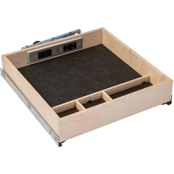 Galaxy Charging Station, With Docking Drawer Duo Unit, 21 Inch Width x 22-3/4 Inch Depth x, 4-7/16 Inch Height, Maple with Sequoia Leather Bottom