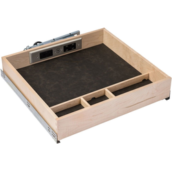 Galaxy Charging Station, With Docking Drawer Duo Unit, 22-1/2 Inch Width x 22-3/4 Inch Depth x, 4-7/16 Inch Height, Maple with Sequoia Leather Bottom
