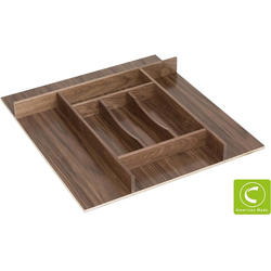 American Made 20" Width x 19-3/4" Depth x 2-1/4" Height Trimmable Silverware and Cutlery Divider, Insert Style w/ Bottom, Clear-Coat Walnut 