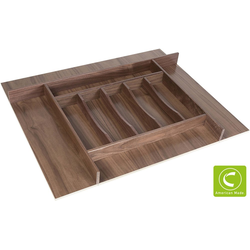 American Made 26-3/4" Width x 19-3/4" Depth x 2-1/4" Height Trimmable Silverware and Cutlery Divider, Insert Style w/ Bottom, Clear-Coat Walnut 