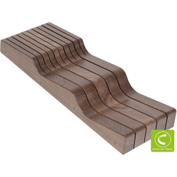 Riviera Wave 9 Slot Knife Block, 5-7/8 Inch Width x 16-7/8 Inch Depth x 2-1/8 Inch Height, Prefinished Walnut