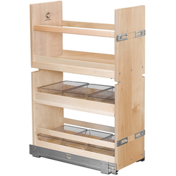 Signature Series Soft Close Vanity Base Organizer with 6 Small Poly Trays, Minimum Cabinet Opening: 10-1/2 Inch Width x 18-3/4 Inch Depth x 27 Inch Height, Maple