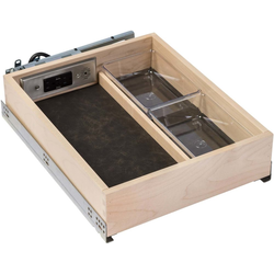Galaxy Charging Station for Vanity, With Docking Drawer Blade Unit 15 Inch Width x 19-3/4 Inch Depth x, 4-7/16 Inch, Maple with Sequoia Leather