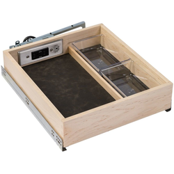 Galaxy Charging Station for Vanity, With Docking Drawer Blade Unit 16-1/2 Inch Width x 19-3/4 Inch Depth x, 4-7/16 Inch, Maple with Sequoia Leather