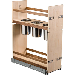 Walnut Creek Soft Close Base Cabinet Organizer with 3 Canisters, Minimum Cabinet Opening: 9 Inch Width x 21-3/4 Inch Depth x 27 Inch Height, Maple with Walnut Accents