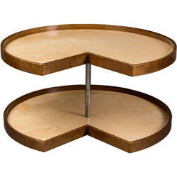 Walnut Creek Contender Series 2 Shelf Pie Cut Lazy Susan, 28 Inch Diameter, Independent Rotation, with Hardware, Prefinished Maple with Walnut Accents