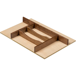 American Made 13-7/8" Width x 19-3/4" Depth x 2-1/4" Height Trimmable Silverware and Cutlery Divider, Insert Style w/ Bottom, Clear-Coat Maple with Walnut Accents 