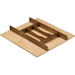  American Made 20" Width x 19-3/4" Depth x 2-1/4" Height Trimmable Silverware and Cutlery Divider, Insert Style w/ Bottom, Clear-Coat Maple with Walnut Accents 