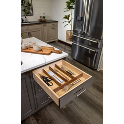 Walnut Creek Collection Trimmable Utensil Tray Insert, 18 Inch Width x 19-3/4 Inch Depth, Maple with Walnut Accents