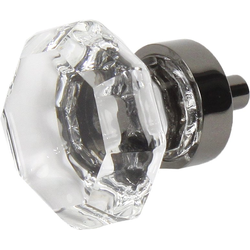 Glamour Knob 1-3/8 inch Diameter Transparent with Matte Black Base