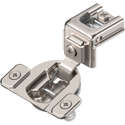 Blum Compact Self Closing 1-1/4" Overlay Dowel &amp; Screw-On Hinge, for Face Frame Construction, 107 Degree Opening Angle 