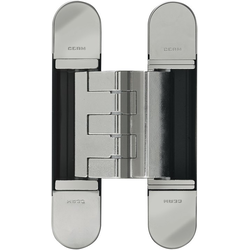 PMI 3-Way Adjustable Invisible Hinge, Minimum Door Thickness 1-1/2 Inch (38 mm), Screw Covers Included, 5-15/16 Inch (150 mm) Length x 1-3/16 Inch (30 mm) Width, Nickel Plated