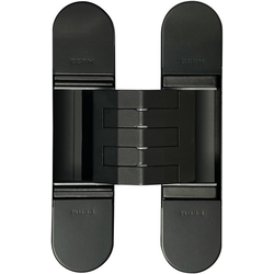 PMI 3-Way Adjustable Invisible Hinge, Door Thickness 1-3/8 Inch (35 mm) to 1-31/32 Inch (50 mm), Screw Covers Included, 5-1/8 Inch (130 mm) Length x 1-3/16 Inch (30 mm) Width, Matte Black Paint