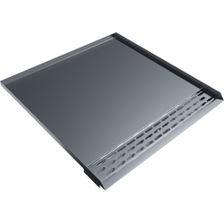 22 Inch Length x 24 Inch Width Open Front Dishwasher Trench Drain Pan, Stainless Steel