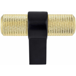 25% OFF Berenson Radial Reign 2 Inch Length T-Shape Cabinet Knob, Contemporary Style, Aluminum Material, Modern Brushed Gold and Matte Black