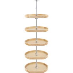 20 Inch Diameter Wood D-Shaped 5-Shelf Lazy Susans Only, No Post Included, Light Brown