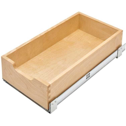  Pre-Assembled Bottom Mount Roll-Out Drawer with Blumotion Soft-Close Undermount Slides, 12" Width x 22-3/16" Length x 5-9/16" Depth, Light Brown