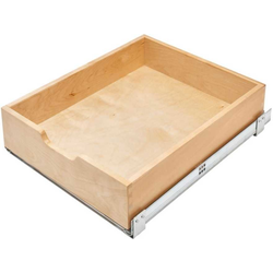 Pre-Assembled Bottom Mount Roll-Out Drawer with Blumotion Soft-Close Undermount Slides, 18" Width x 22-3/16" Length x 5-9/16" Depth, Light Brown